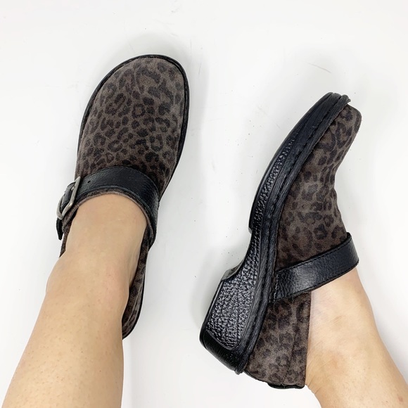 Born Shoes - Born leopard Glendell suede clog shoes with buckle